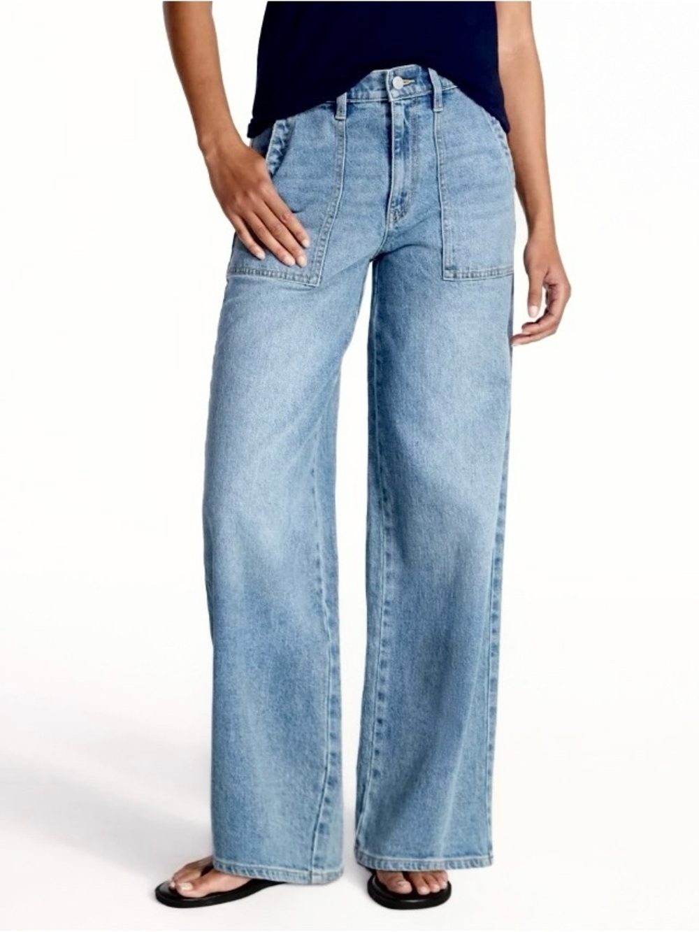 Time and Tru Wide Leg Utility Trouser Jeans High Rise NWT